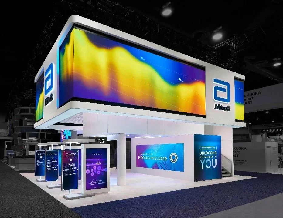 Abbott booth with animated wave screen