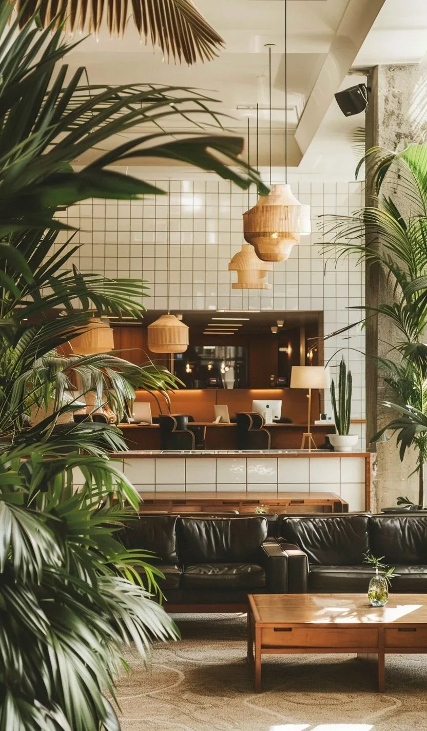 Hotel lobby with plants