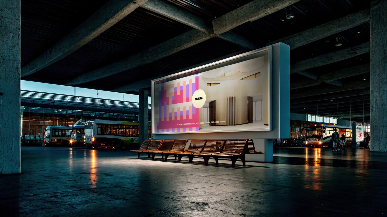 Osaka bus terminal billboard