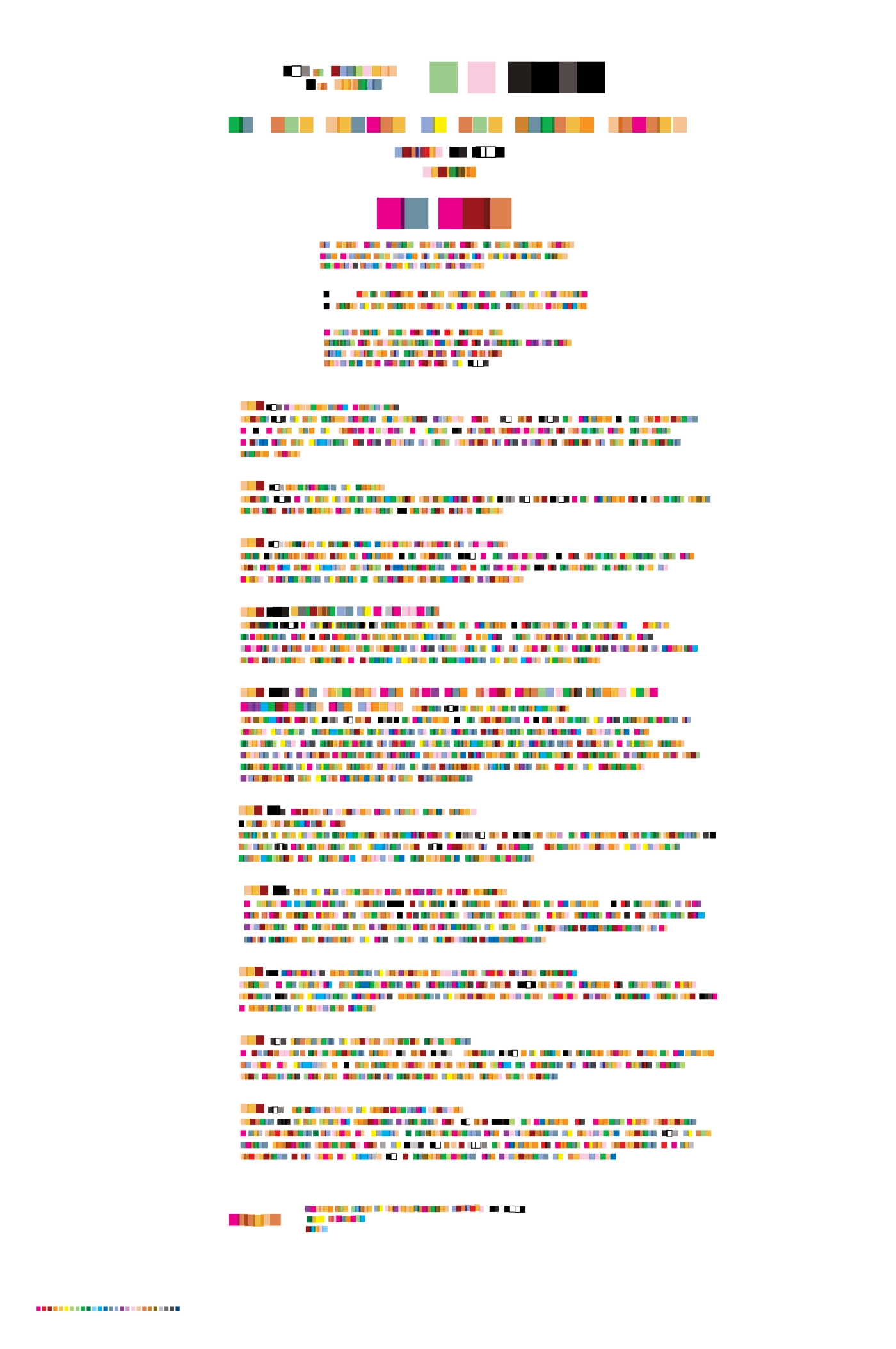 The Bill of Rights typed in 26 colors