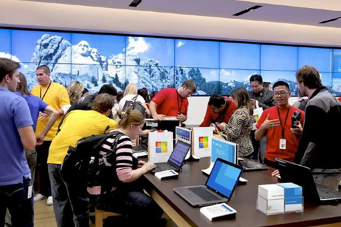 Customers inside the Microsoft Store