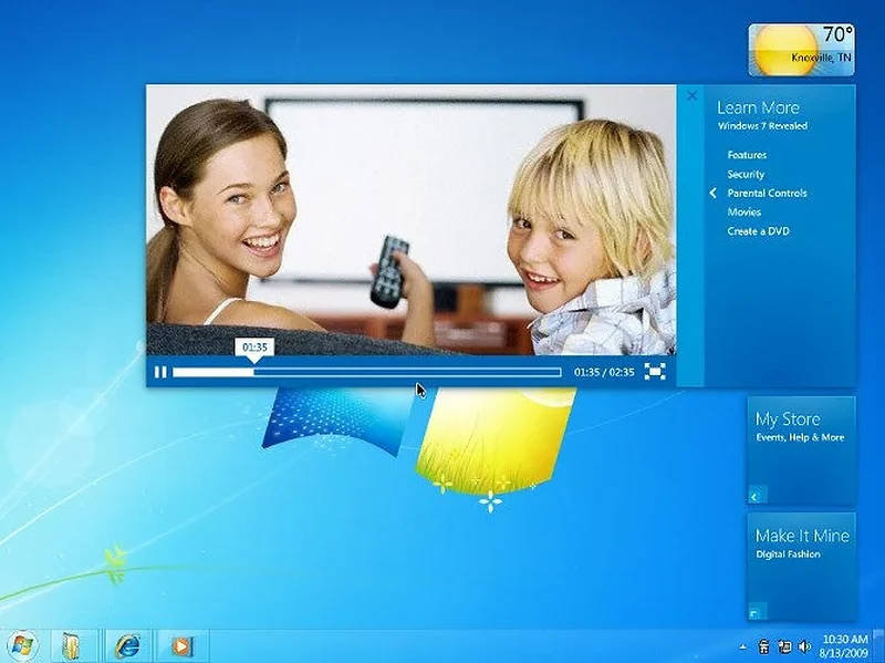 Windows video screen