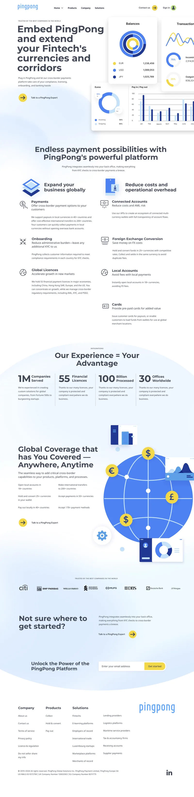 Pingpong fintech page, full length
