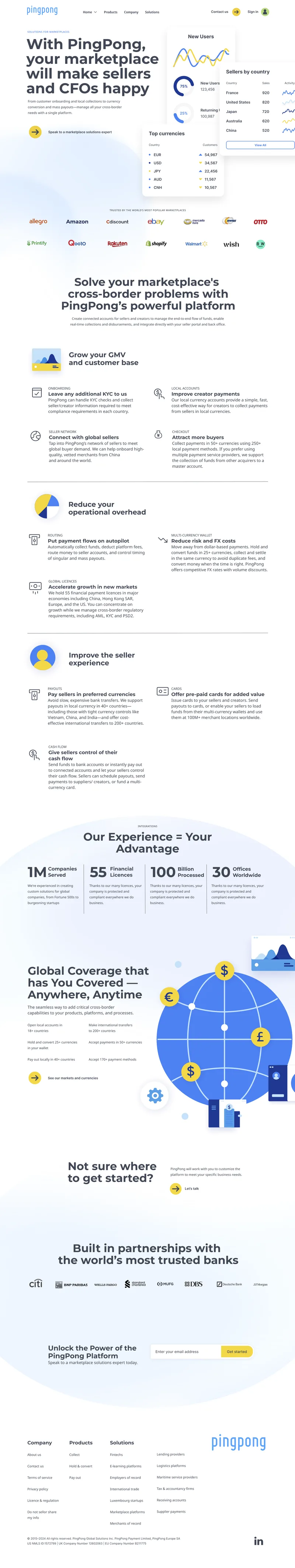 Pingpong marketplaces page, full length