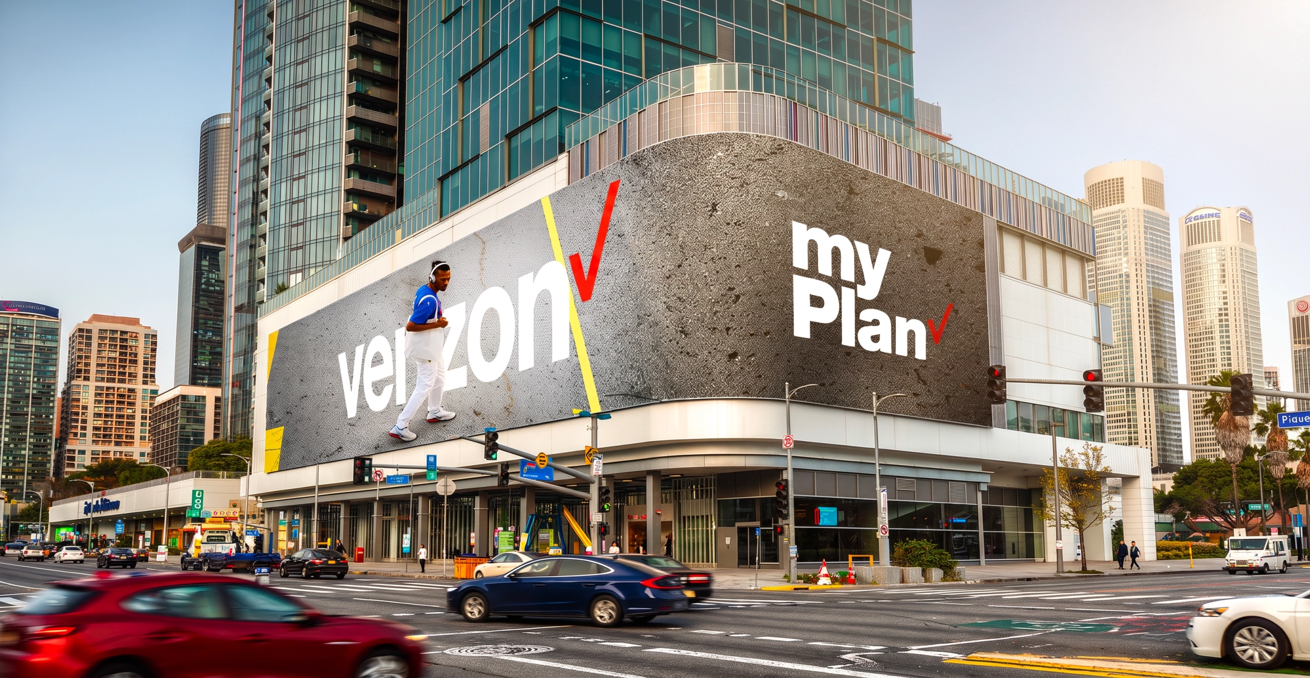 Verizon myPlan billboard on a city corner